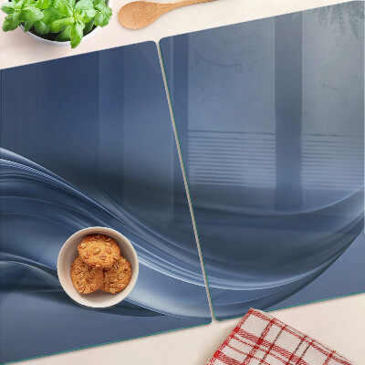 Schneidebrett Glas mit Wellenmuster in Blautönen