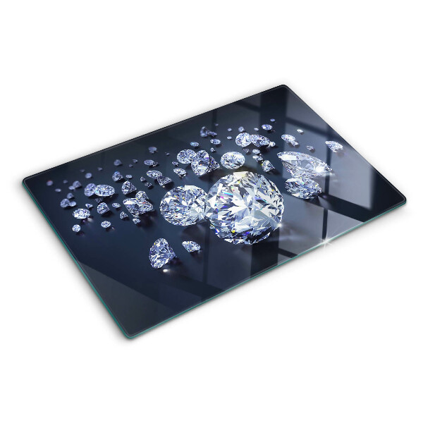 Glas-Schneidebrett mit Kristall- und Diamantenmotiv