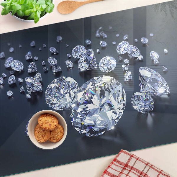 Glas-Schneidebrett mit Kristall- und Diamantenmotiv