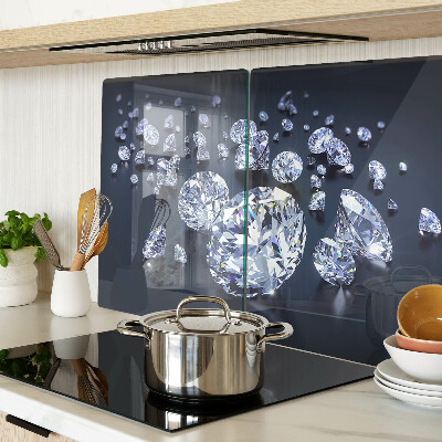 Glas-Schneidebrett mit Kristall- und Diamantenmotiv