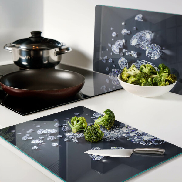 Glas-Schneidebrett mit Kristall- und Diamantenmotiv