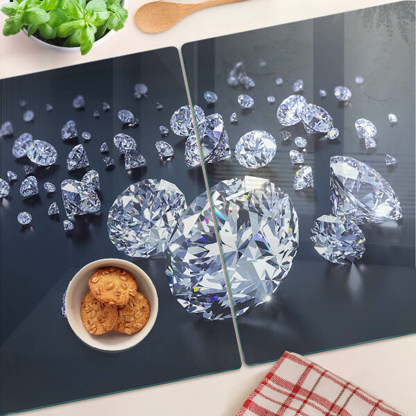 Glas-Schneidebrett mit Kristall- und Diamantenmotiv