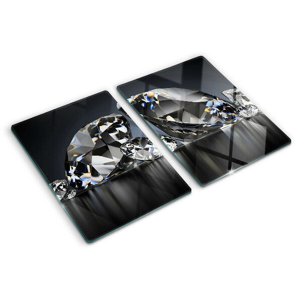 Schneidebrett glas Diamanten auf schwarzem Hintergrund