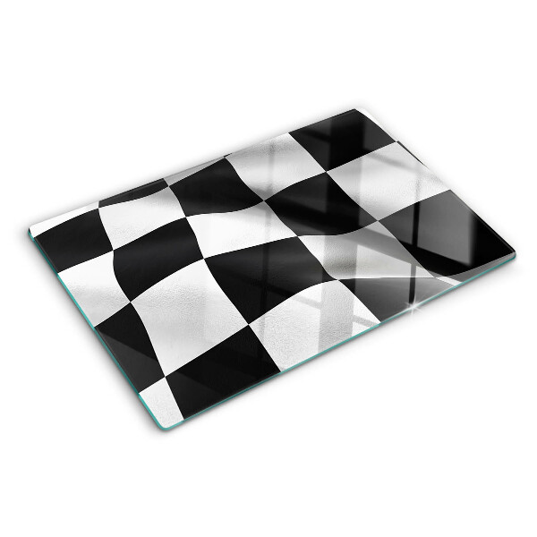 Schneidebrett glas Schachbrettmuster in Schwarzweiß