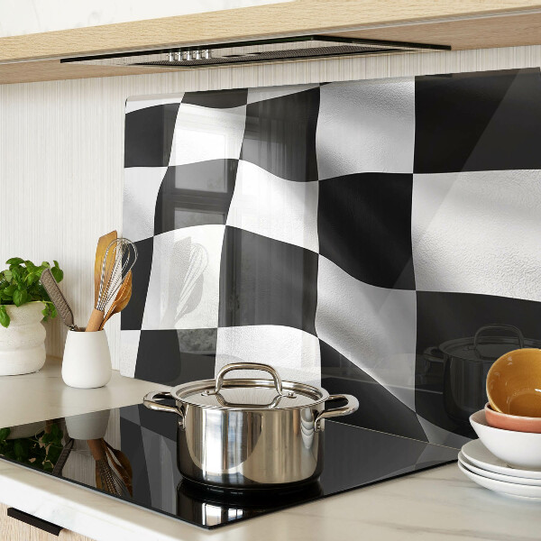 Schneidebrett Glas mit Schachbrettmuster in Schwarzweiß