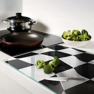 Schneidebrett Glas mit Schachbrettmuster in Schwarzweiß