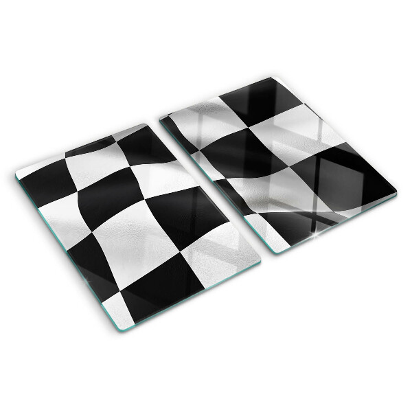Schneidebrett Glas mit Schachbrettmuster in Schwarzweiß