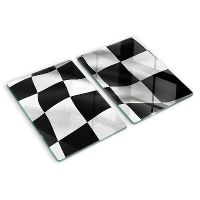 Schneidebrett Glas mit Schachbrettmuster in Schwarzweiß
