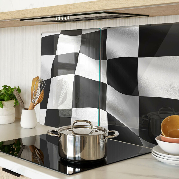 Schneidebrett glas Schachbrettmuster in Schwarzweiß