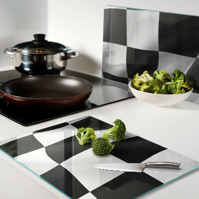 Schneidebrett Glas mit Schachbrettmuster in Schwarzweiß