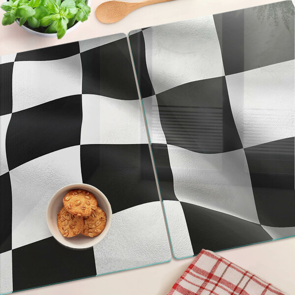 Schneidebrett glas Schachbrettmuster in Schwarzweiß