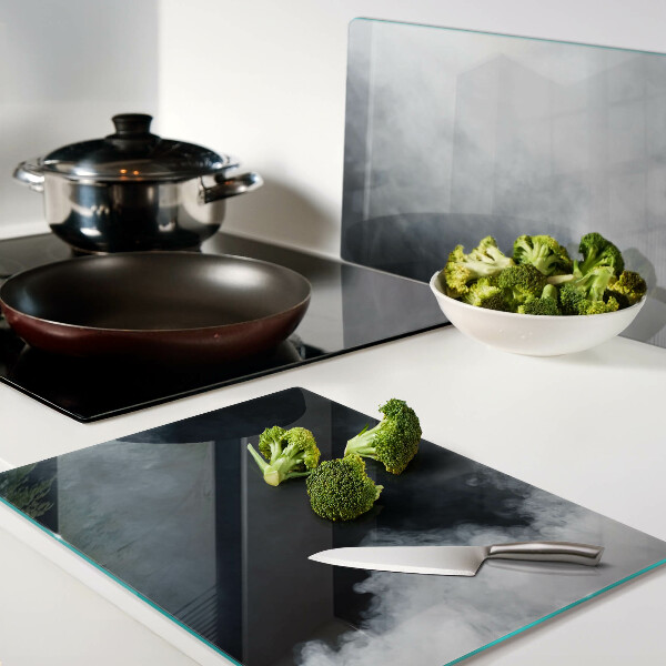 Glas-Schneidebrett mit Motiv Nebel und Fenster