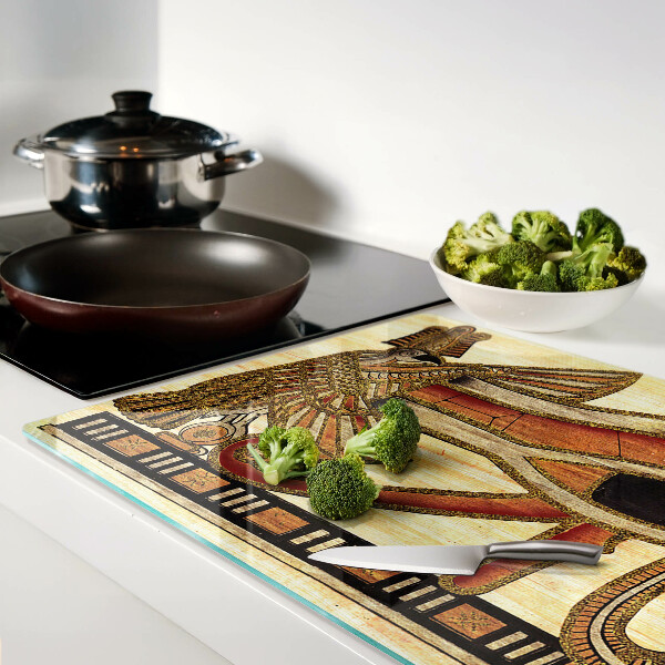 Schneidebrett glas Ägyptisches Hieroglyphenmotiv