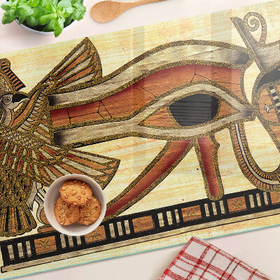 Schneidebrett Glas mit ägyptischem Hieroglyphenmotiv
