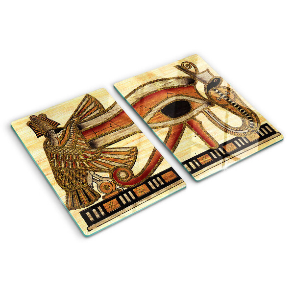 Schneidebrett Glas mit ägyptischem Hieroglyphenmotiv