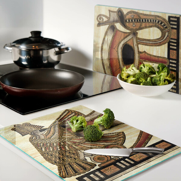 Schneidebrett glas Ägyptisches Hieroglyphenmotiv