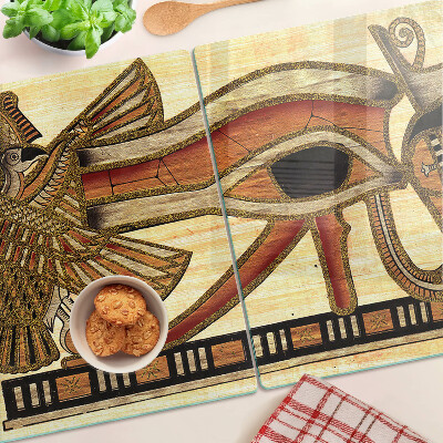 Schneidebrett Glas mit ägyptischem Hieroglyphenmotiv