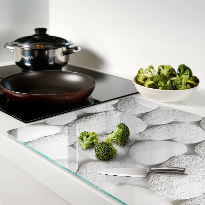 Schneidebrett Glas mit weißem Herzmotiv