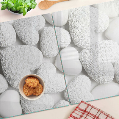 Schneidebrett glas Weiße Herzen mit einem Muster