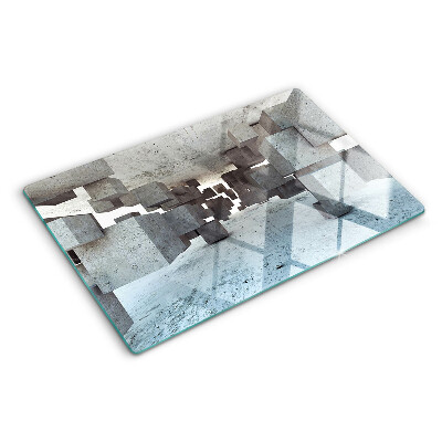 Schneidebrett Glas mit einem abstrakten räumlichen Kompositionsmotiv