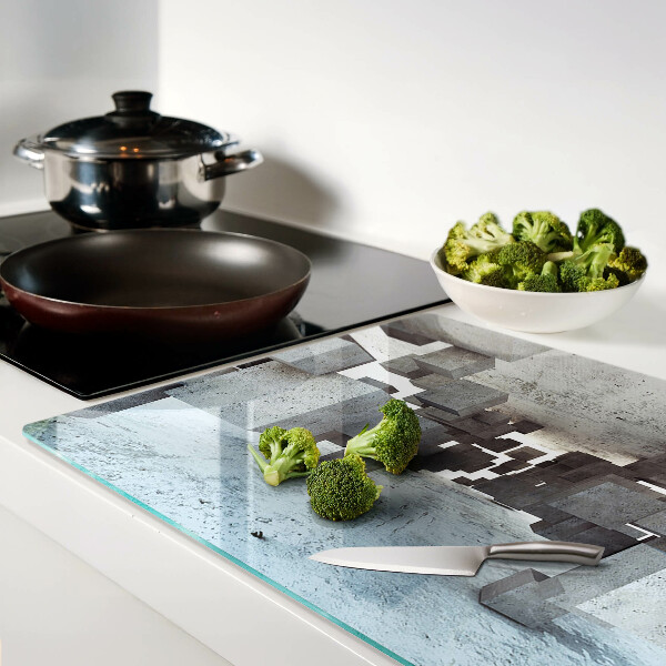 Schneidebrett Glas mit einem abstrakten räumlichen Kompositionsmotiv