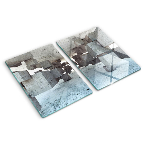 Schneidebrett Glas mit einem abstrakten räumlichen Kompositionsmotiv