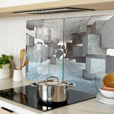 Schneidebrett Glas mit einem abstrakten räumlichen Kompositionsmotiv