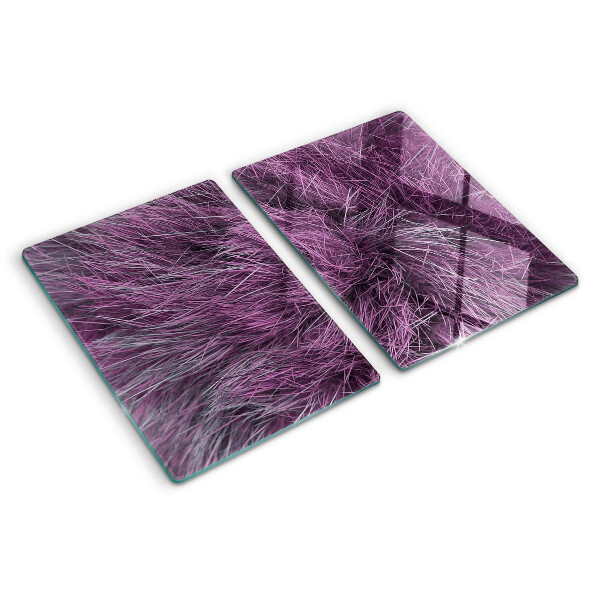 Glas-Schneidebrett mit lila Fellüberzug