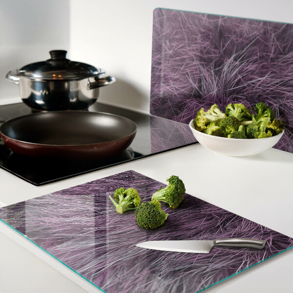 Glas-Schneidebrett mit lila Fellüberzug