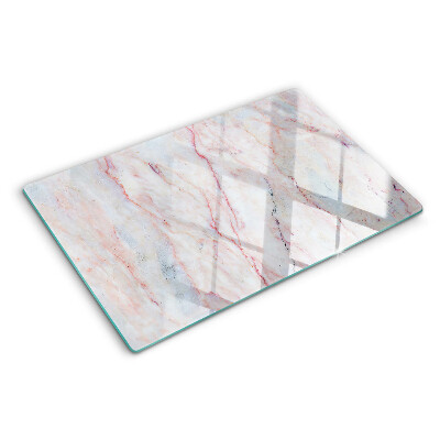 Schneidebrett glas Marmormuster in Rosatönen