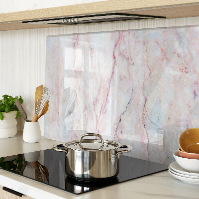 Schneidebrett Glas mit Marmormuster in Rosatönen