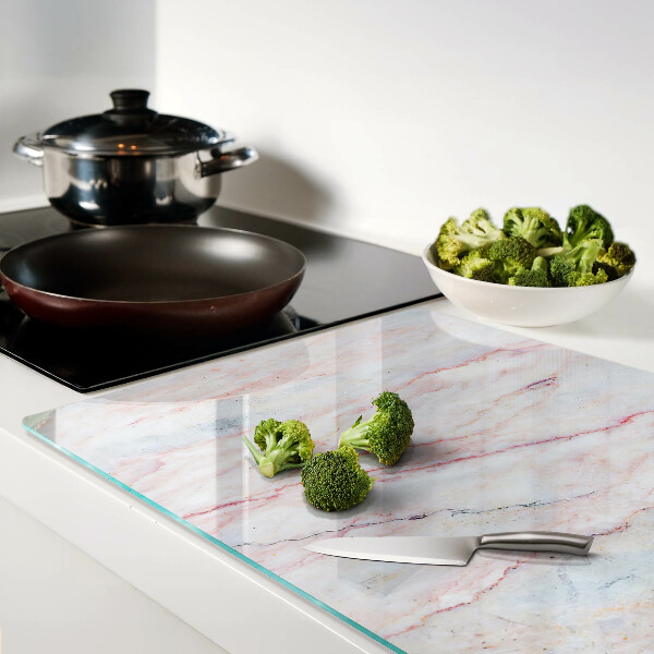 Schneidebrett glas Marmormuster in Rosatönen