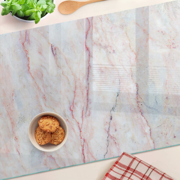 Schneidebrett glas Marmormuster in Rosatönen