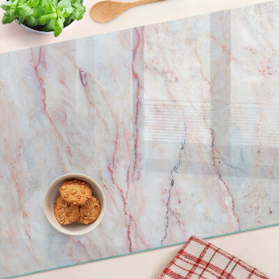 Schneidebrett glas Marmormuster in Rosatönen