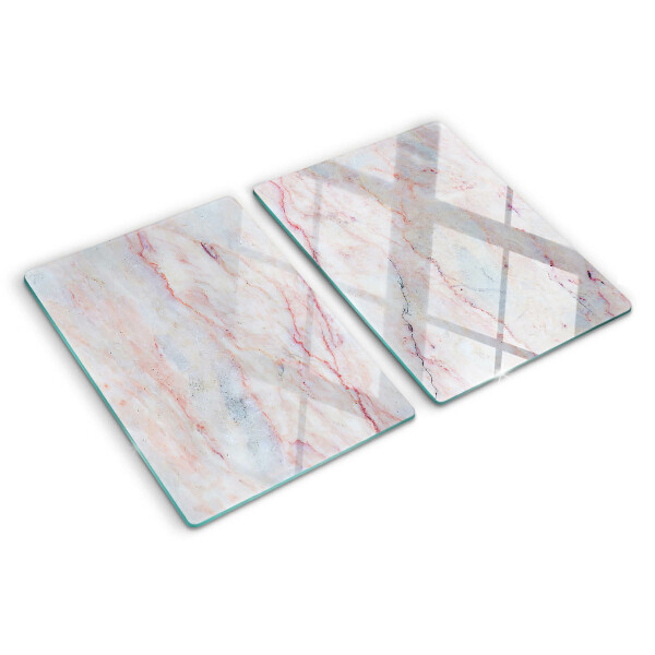 Schneidebrett Glas mit Marmormuster in Rosatönen
