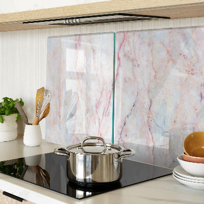 Schneidebrett Glas mit Marmormuster in Rosatönen