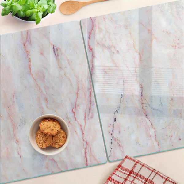 Schneidebrett glas Marmormuster in Rosatönen