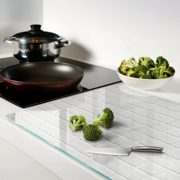 Schneidebrett Glas mit Ziegelmauer-Motiv