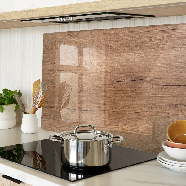 Glas-Schneidebrett mit Holzoptik und Fensterspiegelung