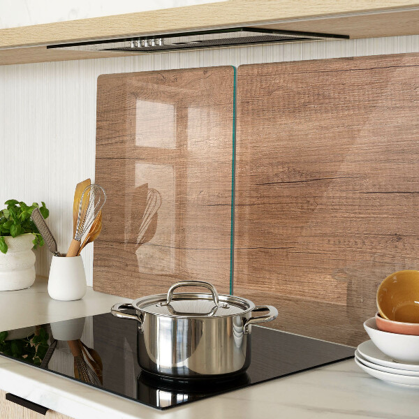 Glas-Schneidebrett mit Holzoptik und Fensterspiegelung