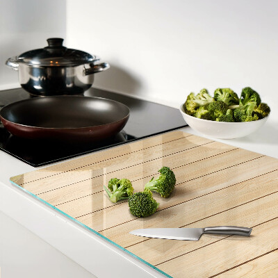 Schneidebrett Glas mit hellfarbiger Holzoptik