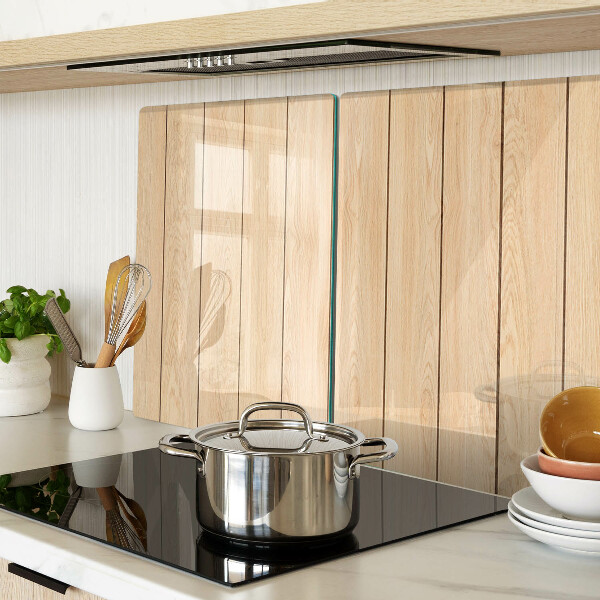 Schneidebrett Glas mit hellfarbiger Holzoptik