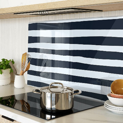 Glas schneidebrett Vertikale Streifen in Marineblau und Weiß