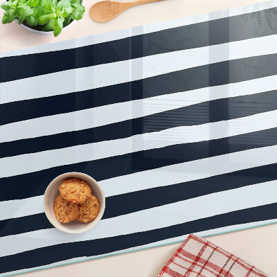 Glas Schneidebrett mit vertikalen Streifen in Marineblau und Weiß