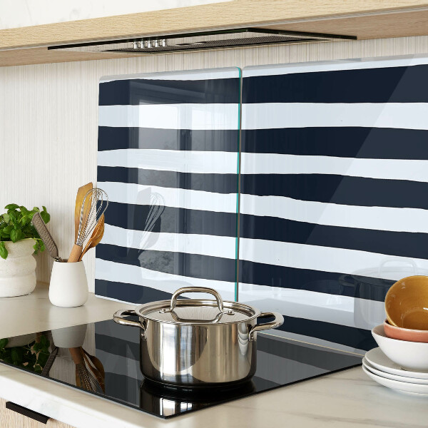 Glas schneidebrett Vertikale Streifen in Marineblau und Weiß