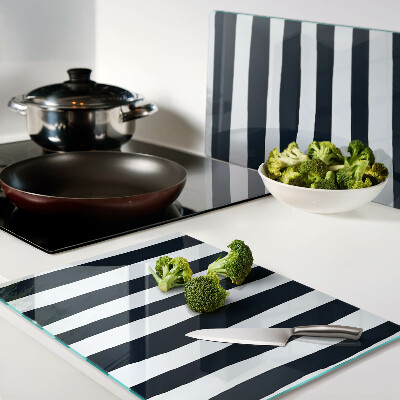 Glas Schneidebrett mit vertikalen Streifen in Marineblau und Weiß