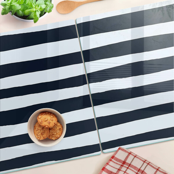 Glas schneidebrett Vertikale Streifen in Marineblau und Weiß