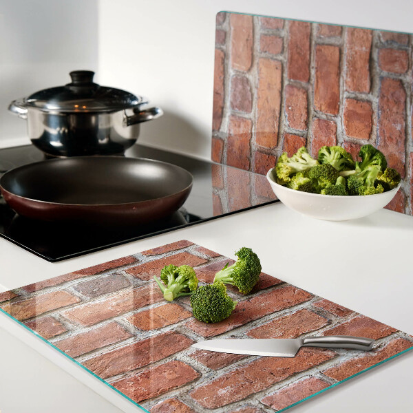 Schneidebrett Glas mit Ziegelmauer-Motiv