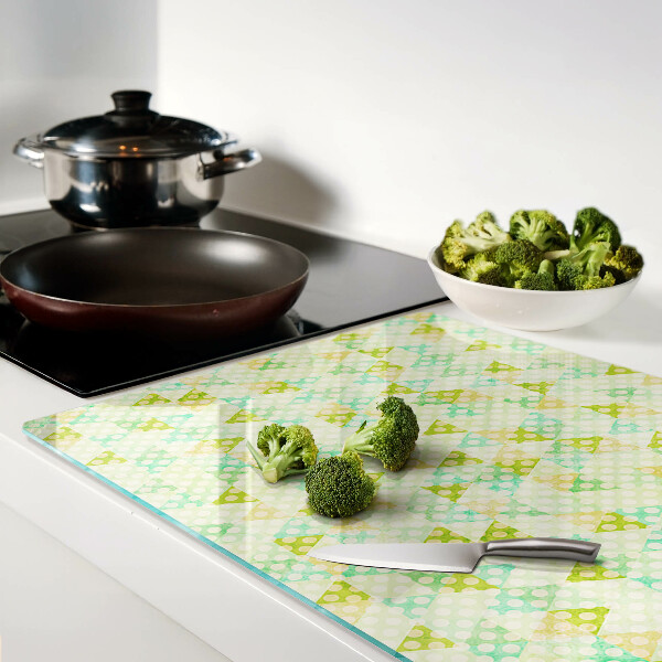 Schneidebrett Glas mit geometrischem Pastellmuster