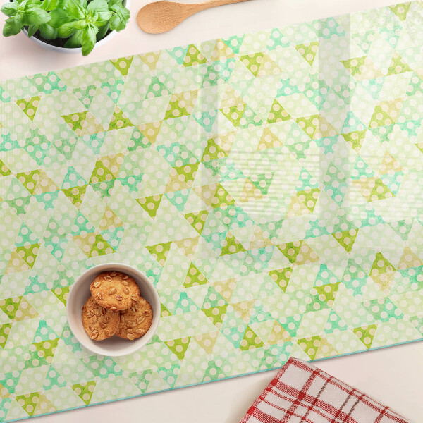 Schneidebrett Glas mit geometrischem Pastellmuster